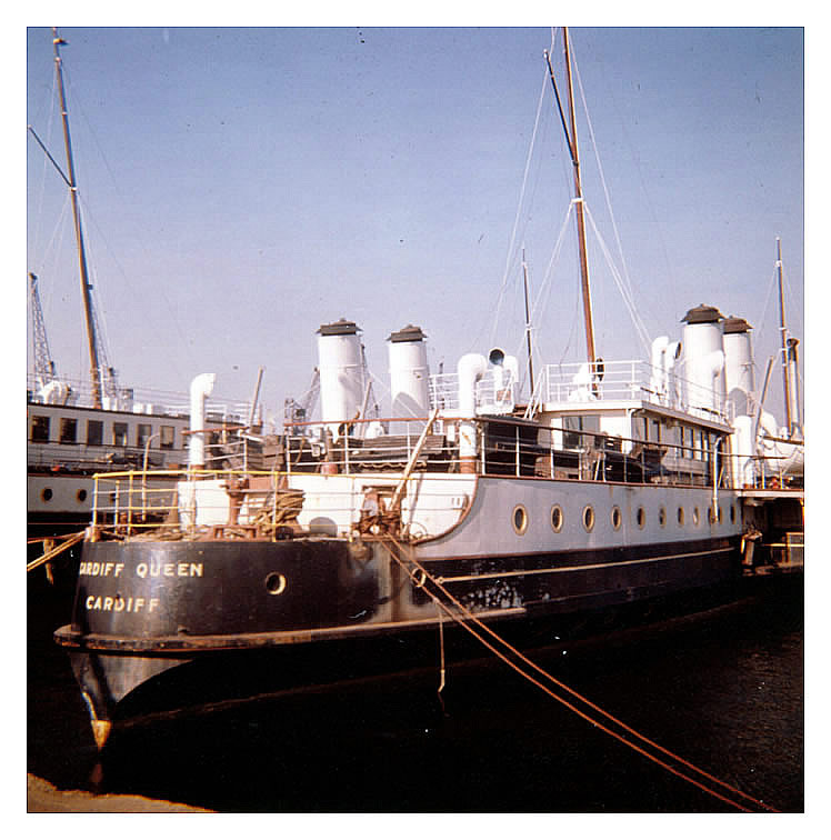 P.S. 'Cardiff Queen' and sister flagship, P.S. 'Bristol Queen' at Cardiff Docks in the early 1960's.