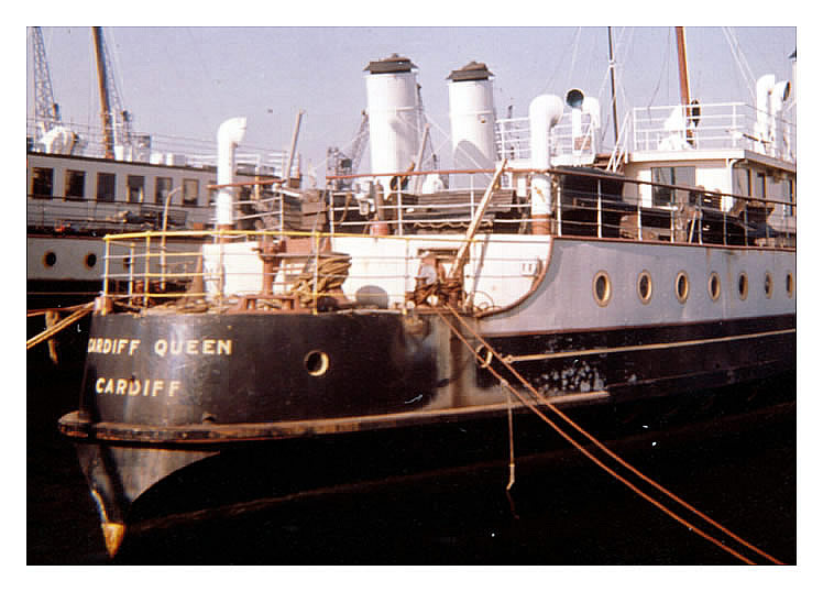 P.S. 'Cardiff Queen' and sister flagship, P.S. 'Bristol Queen' at Cardiff Docks in the early 1960's.
