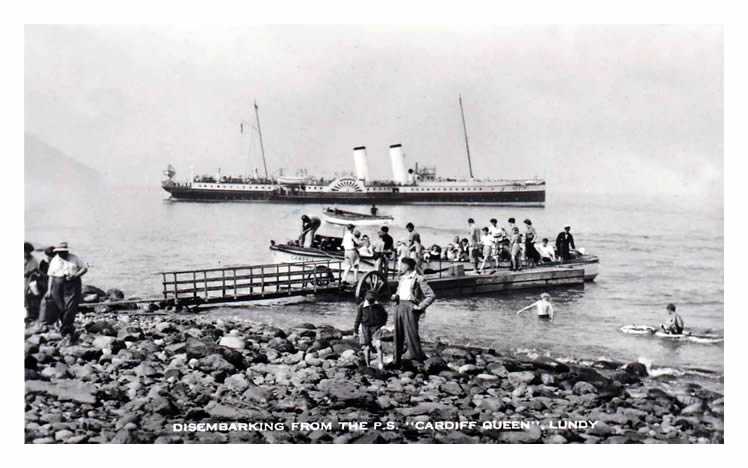 Disembarking from the P.S. 'Cardiff Queen,' Lundy. 