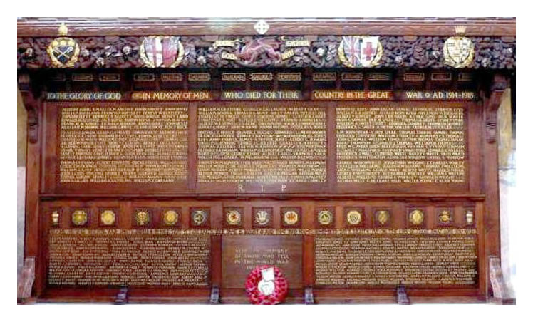 Roll of Honour in St Augustine&rsquo;s Church, Penarth