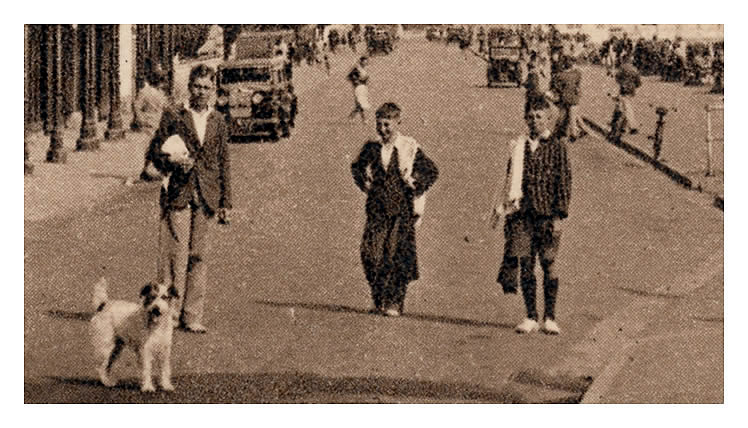 Penarth - The Esplanade - three boys and a dog!