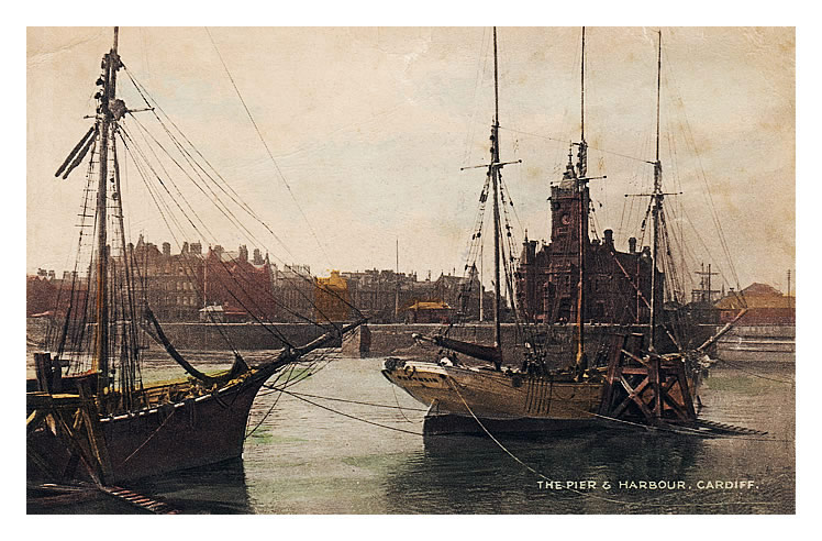 The Pier & Harbour, Cardiff - another postcard view from the rear of the dolphins - c.1924. 
