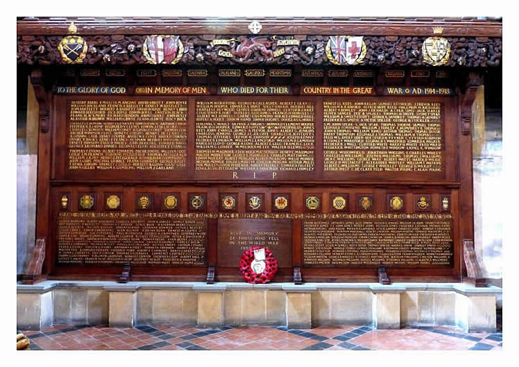 St Augustine's Church, Penarth. 'To The Glory of God in Memory of Men who Died for Their Country in the Great War A.D. 1914 - 1918.'