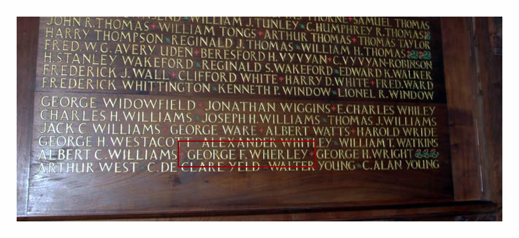 George F. Wherley - The ornate wooden paneling on the west wall of St Augustine's Church, Penarth.