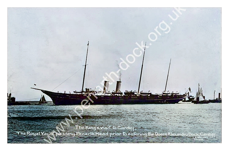 The King's Visit to Cardiff -&nbsp;The Royal Yacht 'Victoria' passing Penarth Head