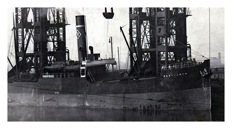 s.s. 'Westgarth' - Another Wehrley postcard of the R. & J. H. Rea, Liverpool, vessel at Nos. 19 and 20 coal tips in Penarth Dock.
