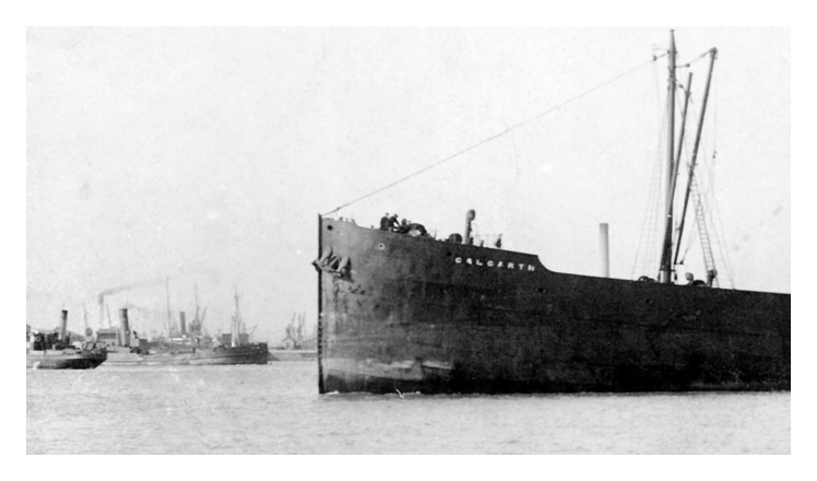 s.s. 'Calgarth' - A Wehrley postcard of the R. & J. H. Rea, Liverpool, vessel off Penarth Dock beach with Cardiff Docks distant taken by George Wehrley. 
