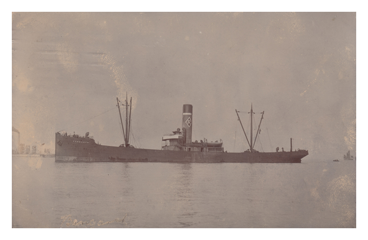 s.s. 'Bangarth' - A Wehrley postcard of the R. & J. H. Rea, Liverpool, vessel off Penarth Dock beach with Cardiff Docks distant taken by George Wehrley.