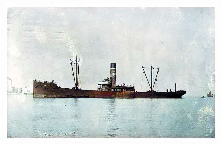 s.s. 'Bangarth' - A Wehrley postcard of the R. & J. H. Rea, Liverpool, vessel off Penarth Dock beach with Cardiff Docks distant taken by George Wehrley.