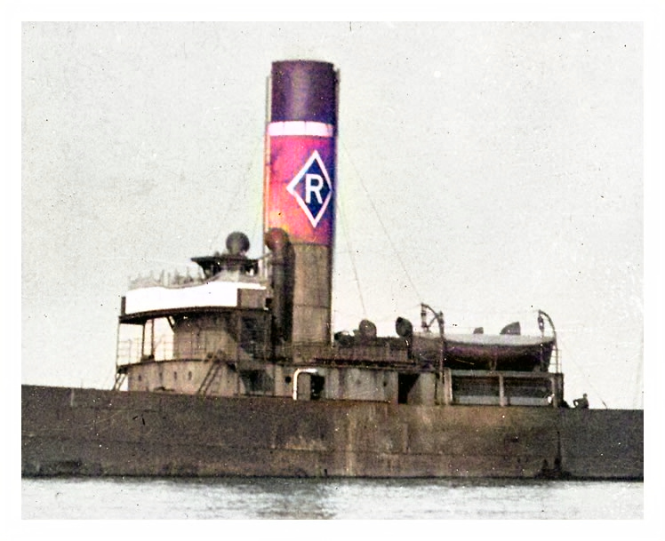 s.s. 'Bangarth' - A Wehrley postcard of the R. & J. H. Rea, Liverpool, vessel off Penarth Dock beach with Cardiff Docks distant taken by George Wehrley.
