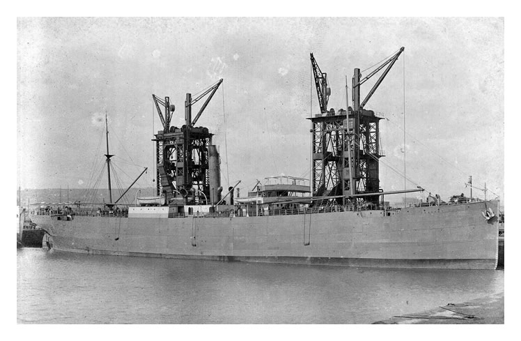 The s.s. 'Frankby' moored up at coal tips Nos. 19 and 20 of Penarth Dock at an unknown date but later than 1905 and prior to 1914.