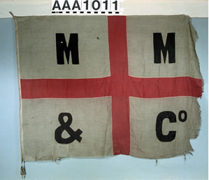 The house flag of MacVicar Marshall & Co, Liverpool (Palace Shipping Co) of c.1911.