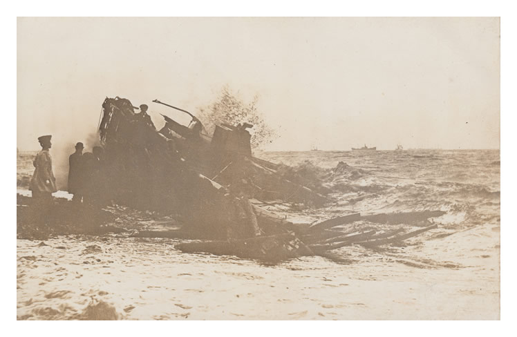 A wreck on a beach - after - but where, when, why and what? - Another G. Wehrley & Co., 97, Glebe Street, Penarth, S. Wales, heritage postcard held within the Penarth Dock Collection.