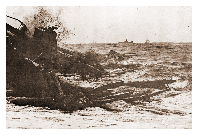 A wreck on a beach - after - but where, when, why and what? - Another G. Wehrley & Co., 97, Glebe Street, Penarth, S. Wales, heritage postcard held within the Penarth Dock Collection.