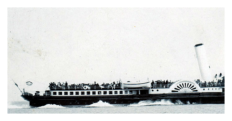 p.s. 'Britannia' of the P. & A. Campbell, White Funnel Fleet photographed by George - Wehrley of 97 Glebe Street, Penarth ' S Wales. - during the period prior to WWI off Penarth.