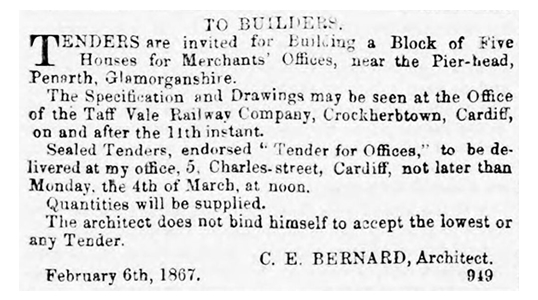 1867 - Public Notices - Tender for Offices.
