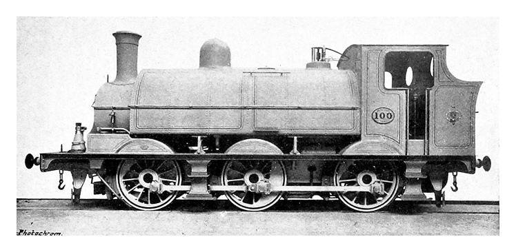 A Photochrom photograph which appeared within 'The Railway Magazine' of a 'Six-wheels Saddle Tank Locomotive built by Kitson & Co., Leeds, 1899'.