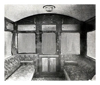 1904 - Interior of First Class Compartment - Taff Vale Railway Steam Car.