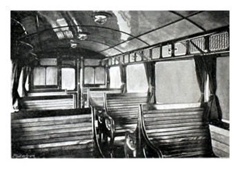 1904 - Interior of Third Class Compartment - Taff Vale Railway Steam Car.