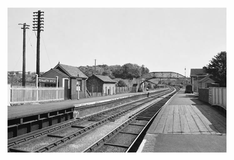 Penarth Dock Station looking up towards the Dingle Halt with Penarth Town beyond in the 1950's.