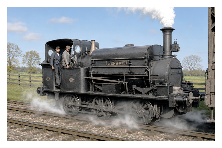 The 0-6-0 saddle tank locomotive named 'Penarth' in steam.
