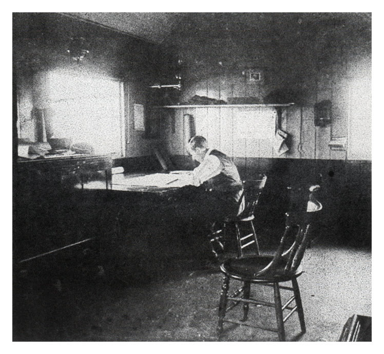 1897 - The interior of the T.V.R. company site office situated on Penarth Dock.