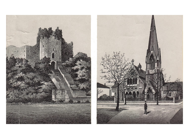 The Keep, Cardiff Castle and Presbyterian Church, Cardiff - Rock's Royal Cardiff Cabinet Album