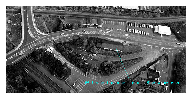 1986 - An aerial view taken on the 19th October 1986 with the Missions to Seamen's building.