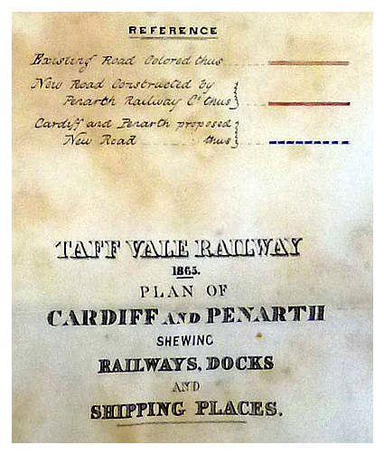 1865 - Taff Vale Railway - Plan of Cardiff and Penarth shewing Railways, Docks, and Shipping Places. 