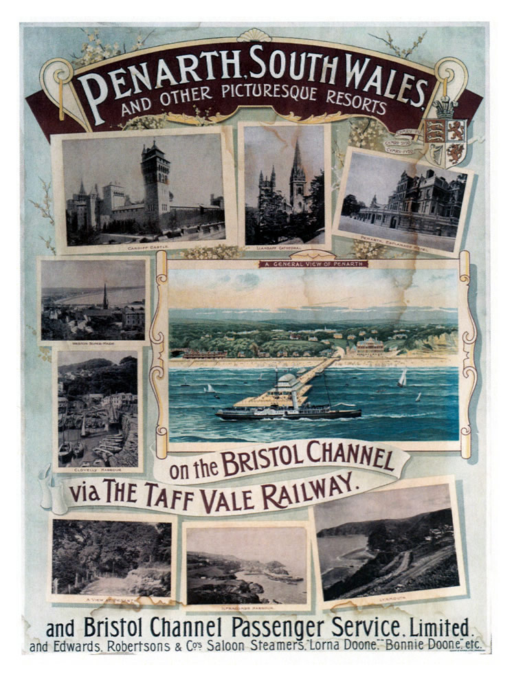 1890 Poster - Bristol Channel Passenger Service Limited and Edwards Robertsons & Cos. Saloon Steamers 'Larna Doon' and 'Bonnie Doon', etc. via the Taff Vale Railway.
