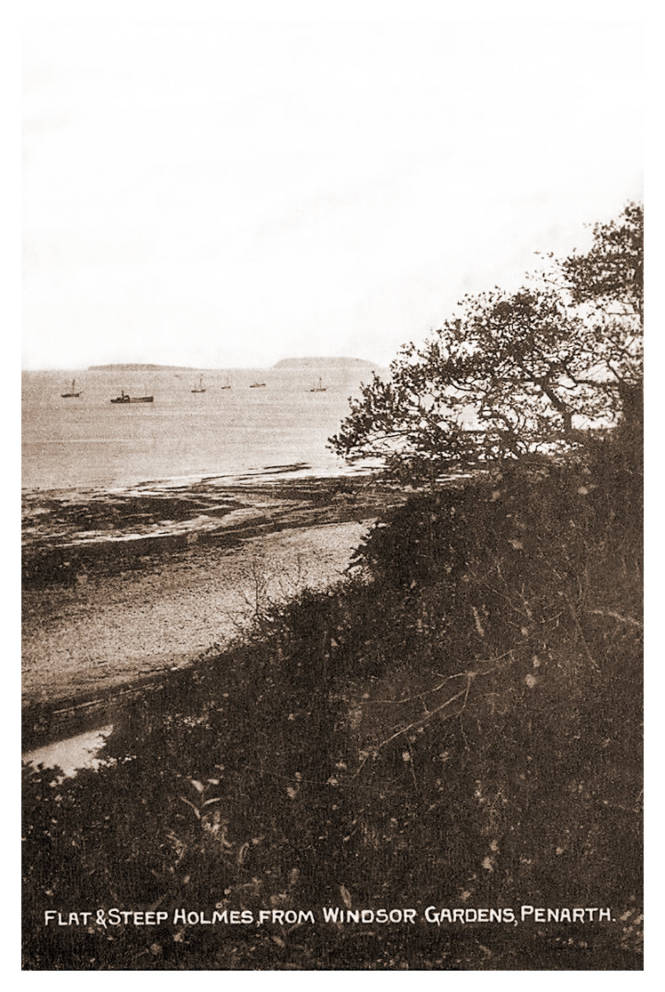 Flat & Steep Holmes from Windsor Gardens, Penarth.