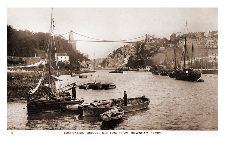 Suspension Bridge, Clifton from Rownham Ferry.