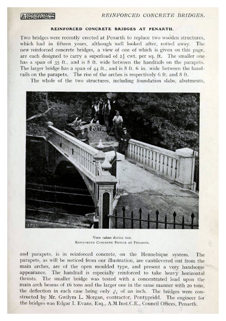 Reinforced Concrete Bridges at Penarth - 1911.