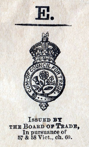 The seal of the Board of Trade ; in pursuance of 57 & 58 Vict., ch. 60. Com. of Council for Trade