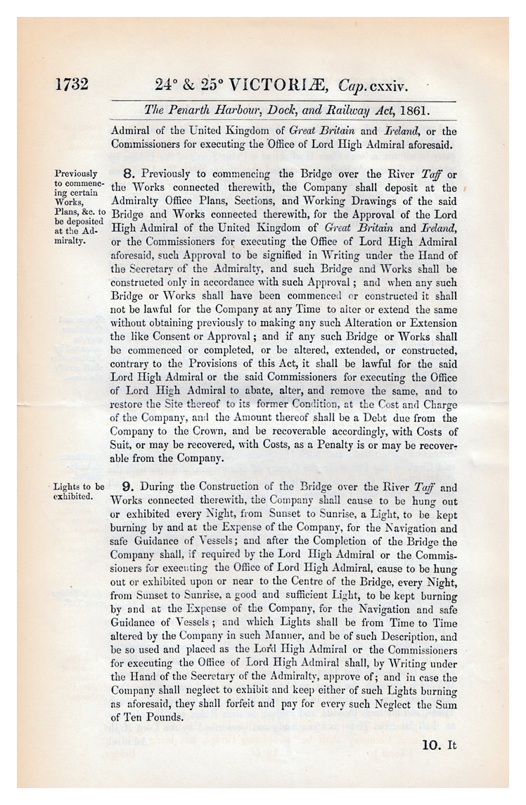 The Penarth Harbour, Dock, and Railway Act, 1861.