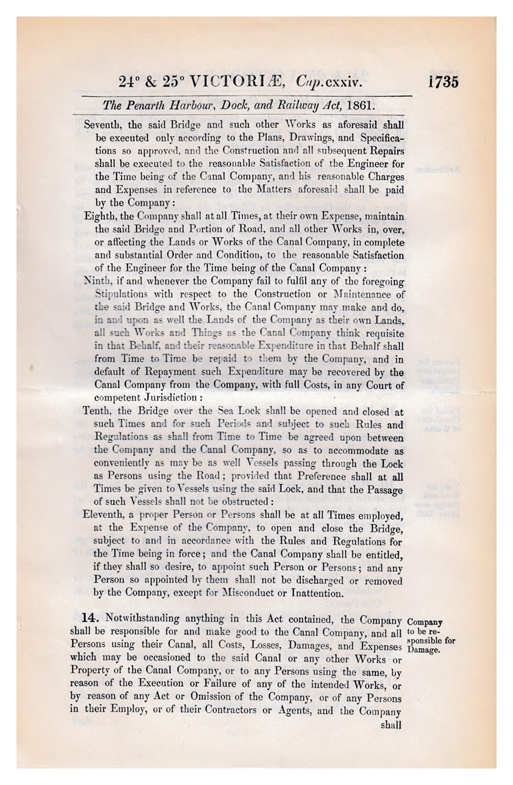 The Penarth Harbour, Dock, and Railway Act, 1861.