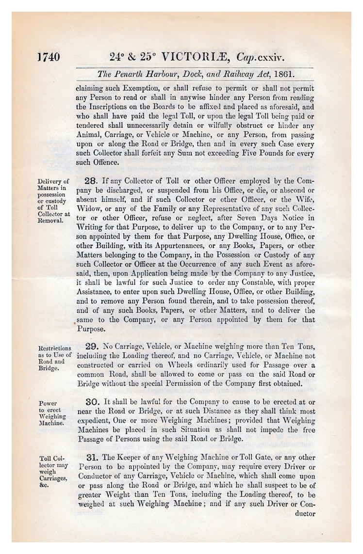 The Penarth Harbour, Dock, and Railway Act, 1861.