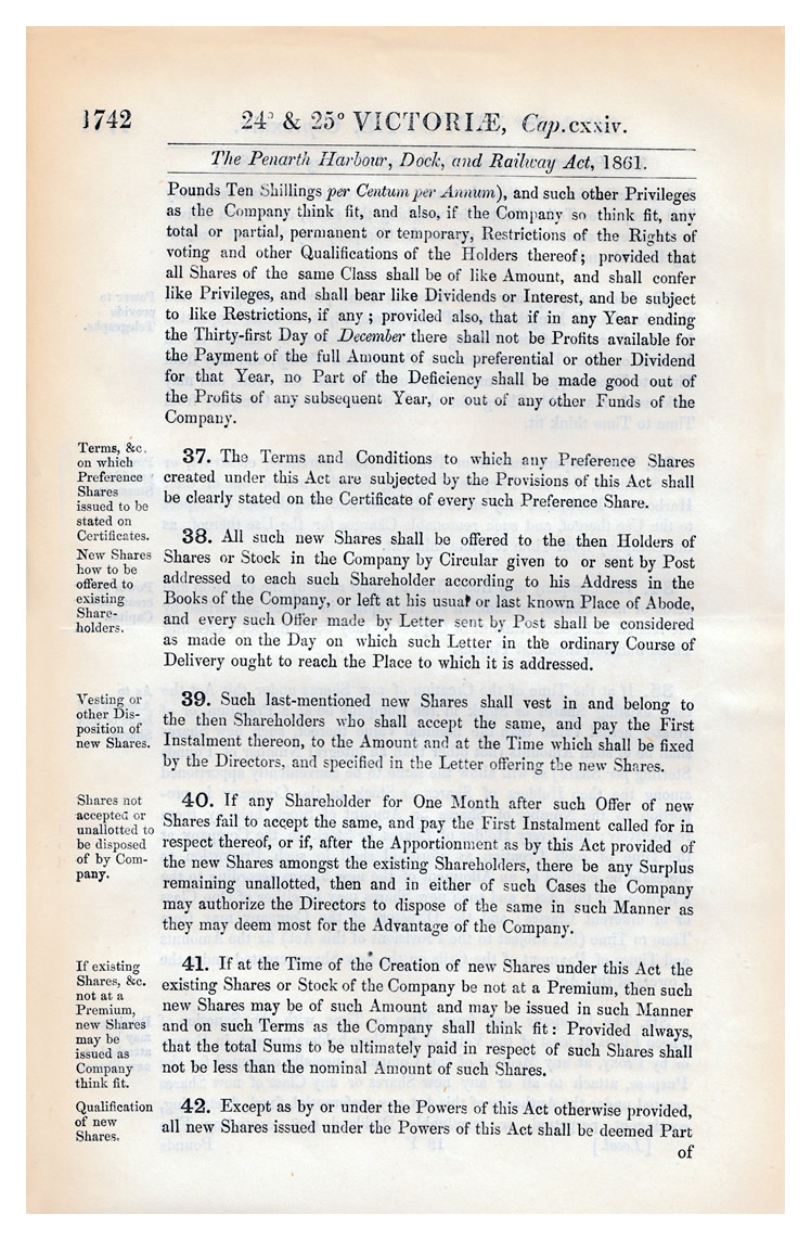 The Penarth Harbour, Dock, and Railway Act, 1861.