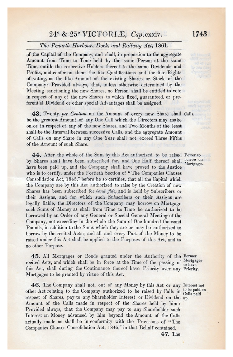 The Penarth Harbour, Dock, and Railway Act, 1861.