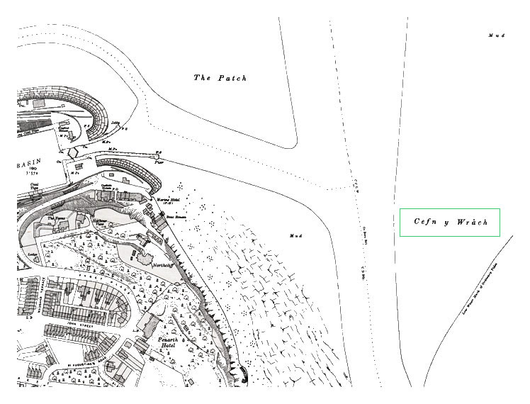 A section of the 1920 edition OS map which clearly indicates 'The Patch' and 'Cefn y Wr&acirc;ch'.