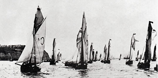 Pilot Cutters racing off Penarth Head - early 1900's