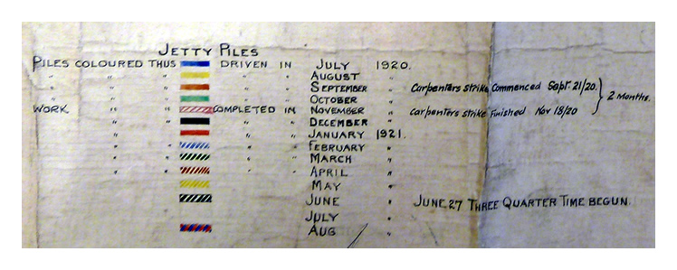 1920-1921 - The GWR drawing of the northern jetty at Penarth Dock indicating the delays and timescale for construction. 