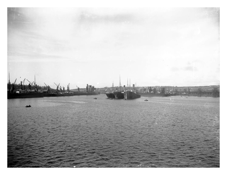 Barry Docks - A view of No.1 Dock c.1905 with the town of Barry distant!