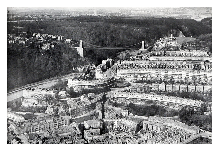 The Clifton Scene : Terraces and Suspension Bridge.