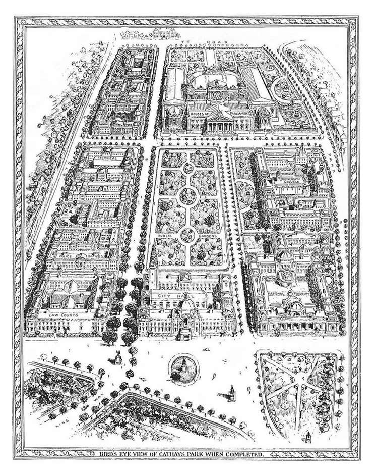 Bird's Eye View of Cathays Park When Completed