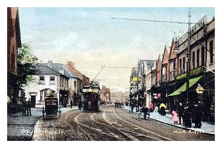 City Rd., Cardiff - c.1905 - Another of Martin J. Ridley's photographic records, this time of a busy Cardiff road. 