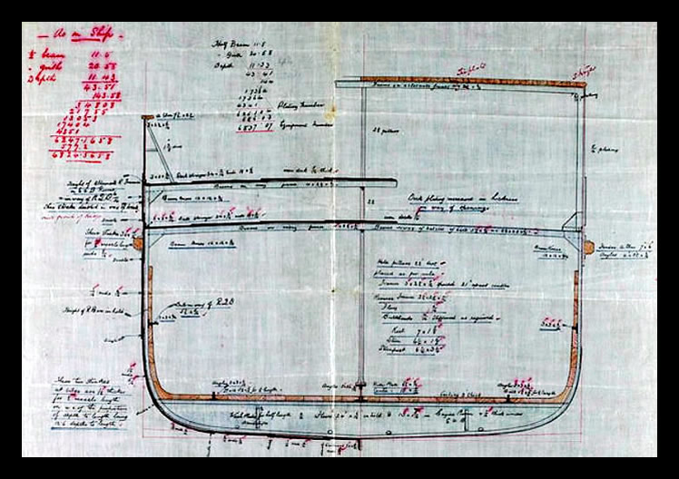 s.s. 'Aira Force' - A drawing of the Midship Section of 's.s. No.12'. 
