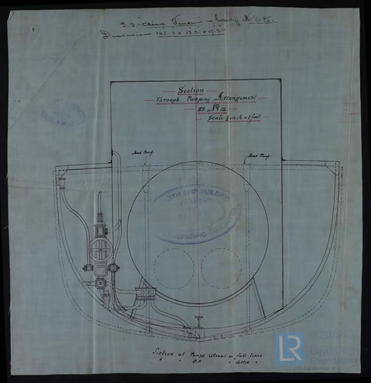 s.s. 'Aira Force' - A drawing being a sectional view Through Pumping Arrangement of 's.s. No.12'.