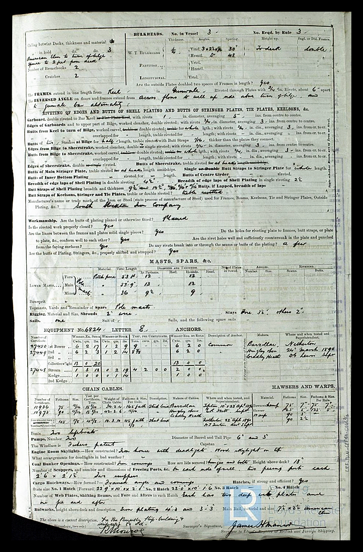 s.s. 'Aira Force' - Iron Steamer Report for Aira Force, 15th February 1891 : page 2 of 3. 