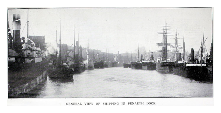 General view of shipping in Penarth Dock. 